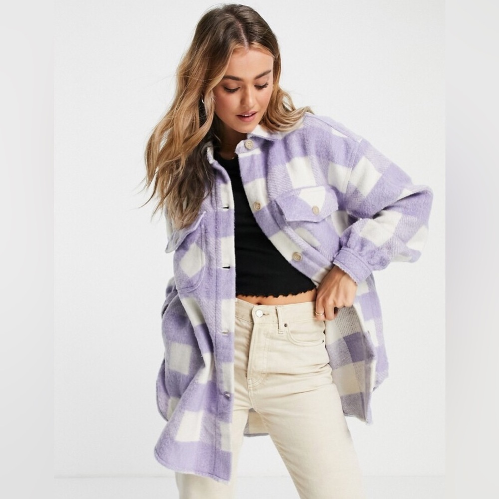Cotton on purple plaid shacket